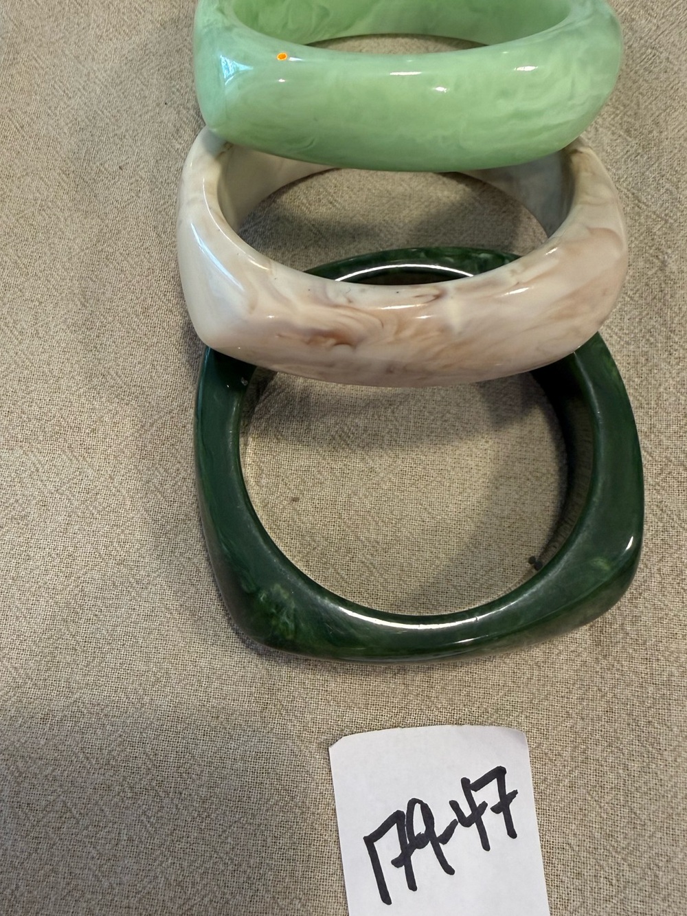 Bangle bracelet set chunky marbled green cream mint acrylic